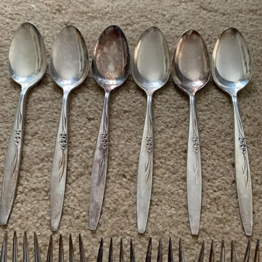 13 Oneida Community Silverplate Flatwear Enchantment Gentle Rose Pattern Pieces